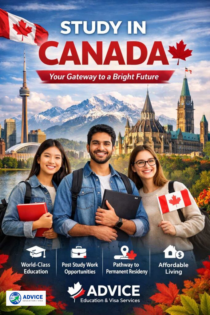 Study in Canada for international students with iconic Canadian skyline